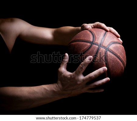 Basketball ball in the hands