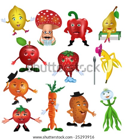 fruit and vegetables cartoon. fruits and vegetables