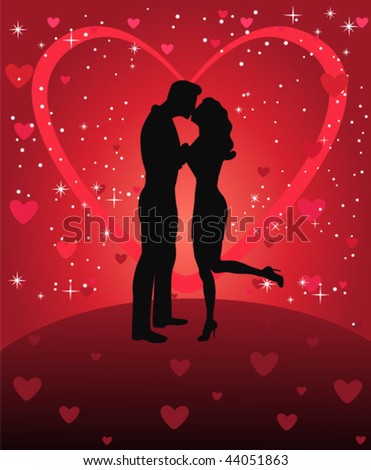 cartoon couple kissing wallpapers. stock vector : romantic couple