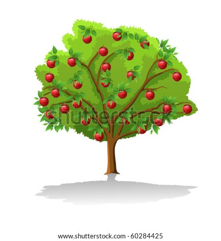 Apple Tree Stock Vector Illustration 60284425 : Shutterstock