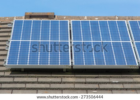 solar panels on a roof on a sunny day