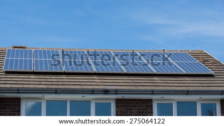 solar panels on a roof on a sunny day