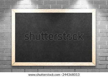 blackboard on the white brick wall