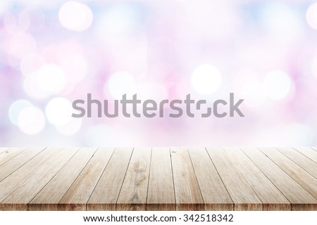 Empty wood table top on blurred christmas background. can montage or display your products