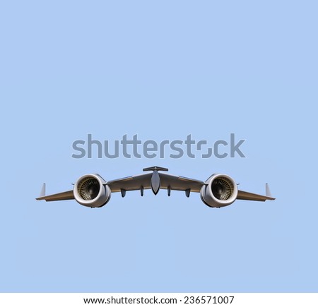 Futuristic air transport machine against a blue sky