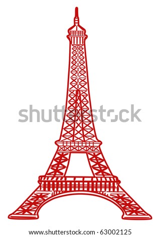 Eiffel Tower Colering Pictures on Illustration Of Eiffel Tower In Red Color   63002125   Shutterstock