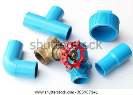 valve and blue pvc pipe connection.