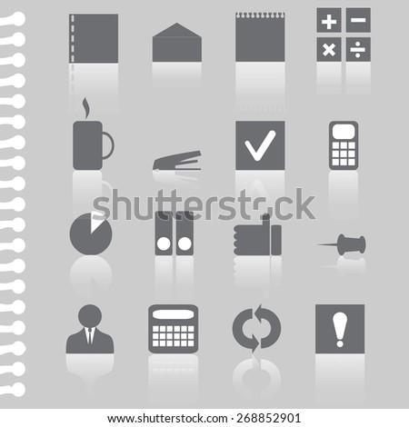 vector business office flat icon set-illustration
