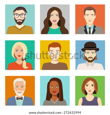 Avatars profile pictures flat icons Characters for web Vector illustration Avatars profile pictures flat icons Characters for web Vector illustration