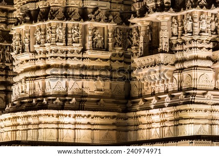 Detail of a hindu place of worship at night