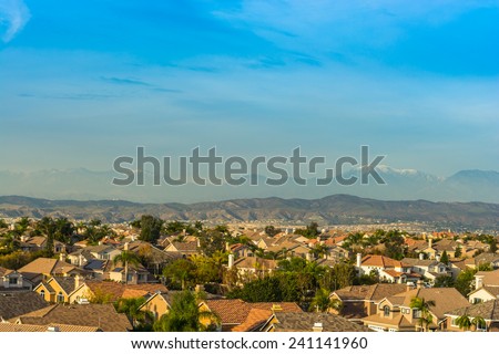 View of Orange County from above the homes and hills