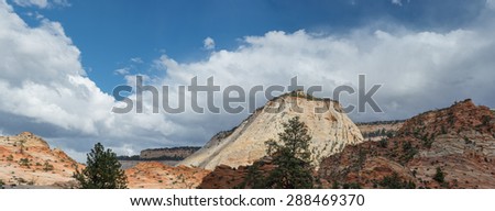 Scenic view of the west side of checker board mesa in Zion National Park