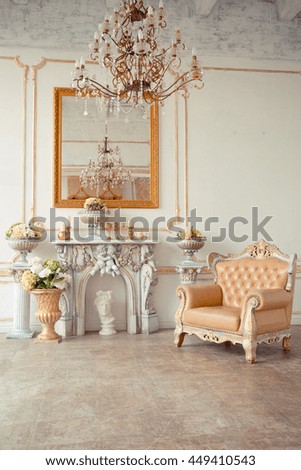 rich interior of studio with gold decorations on the walls