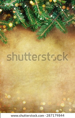 Christmas Fir Tree Border over Vintage background Christmas Fir Tree Border over Vintage background