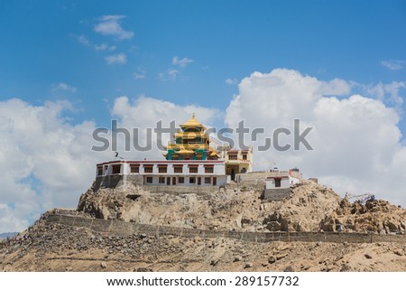 Golden roof monastery in Leh Ladakh.Light and shade from sunlight