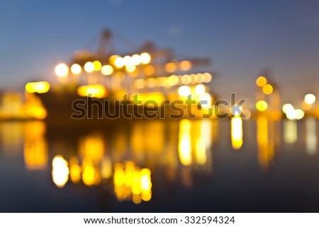 container ship in import,export port against beautiful morning light of loading ship yard use for freight and cargo shipping vessel