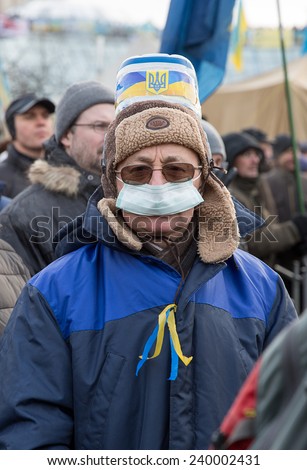 KIEV, UKRAINE, 08.12.2013, man protests against the government in Kiev