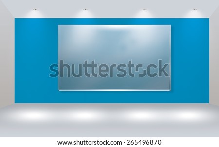 Projector Screens In blue room with light spots