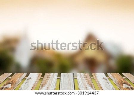 old wooden texture and blurred background : thai temple blur background with lighting flare, Ancient Wat Cham Thewi Temple, Landmark Of Lamphun Thailand
