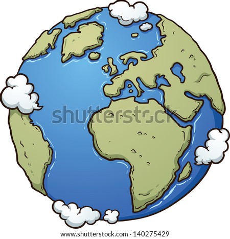 Cartoon earth. Vector clip art illustration with simple gradients. All in a single layer.