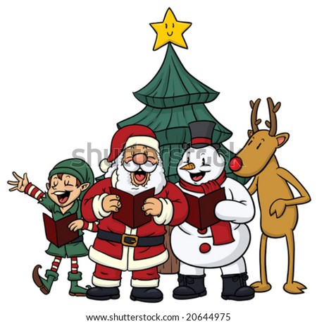 cartoon images of christmas. stock vector : Cute cartoon Christmas characters singing
