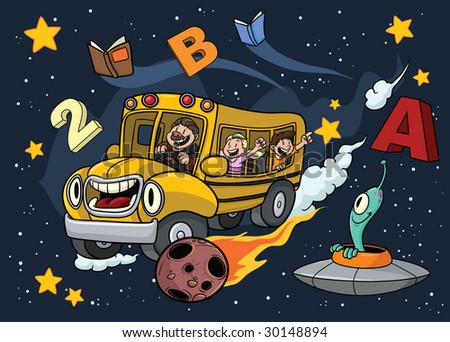 school bus cartoon. stock vector : Cartoon school