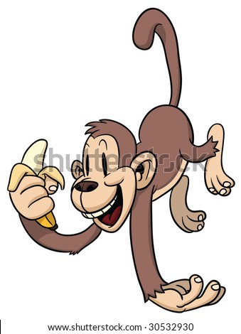 stock vector : Cute cartoon monkey holding a banana.