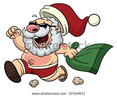 santa claus pictures cartoon. stock vector : Cartoon Santa Claus running.