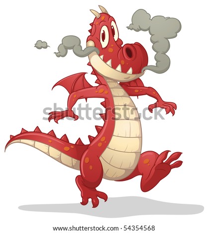 stock vector Cute cartoon red dragon Vector illustration with simple 