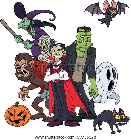 Classic Halloween creatures All in a single layer with no gradients Classic Halloween creatures All in a single layer with no gradients