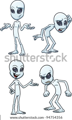Cute cartoon alien. Vector illustration with simple gradients. Each in a single layer.