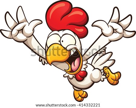 Cartoon chicken leaping. Vector clip art illustration with simple gradients. All in a single layer.