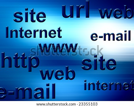 internet illustration, with words, site, url, internet, http, www and email