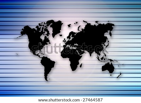 Silhouette Universal map on blue background. illustration