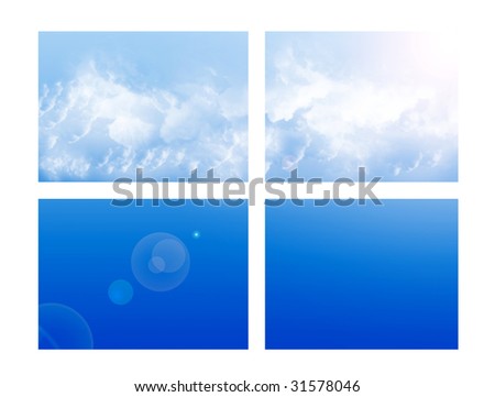 Sky on window on white background. Blue illustration