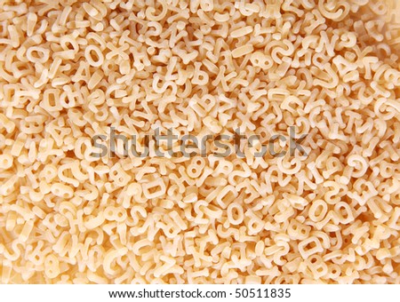 Letters and numbers shapes. pasta food image