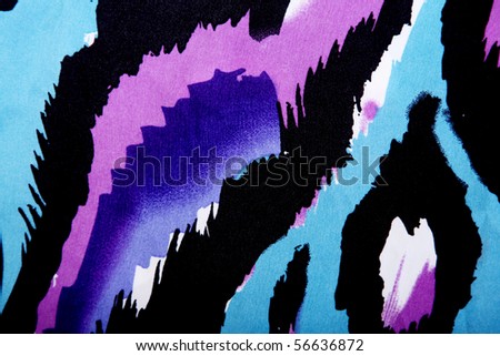 Purple, blue and black abstract shapes. Fabric background