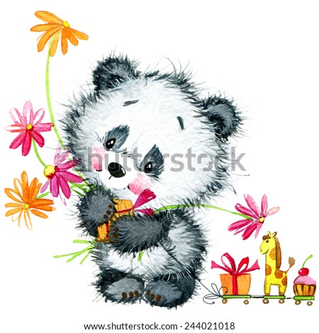 little panda birthday background for greeting card watercolor little panda birthday background for greeting card watercolor