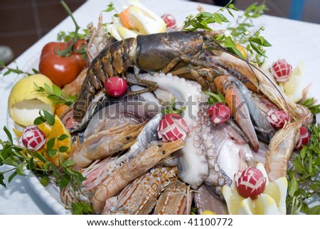 A plate with different kind of edible raw fish