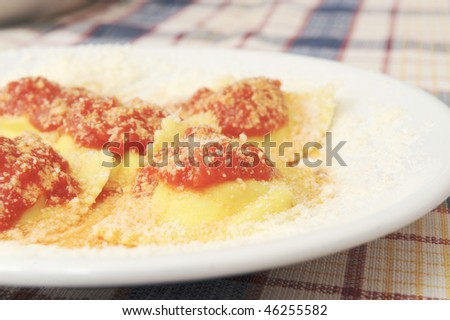 Home made italian ravioli served in a farm holidays
