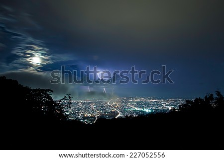 Lightning Strike Over Chiang mai City