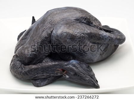 Fresh or raw black chicken for Chinese herbal soup for healthy diet