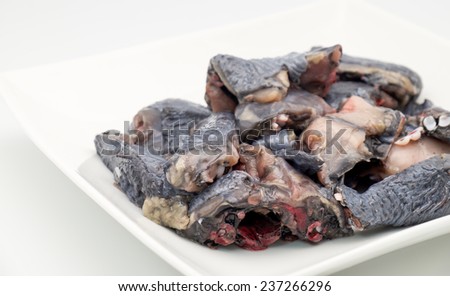 Fresh or raw chopped black chicken for Chinese herbal soup for healthy diet