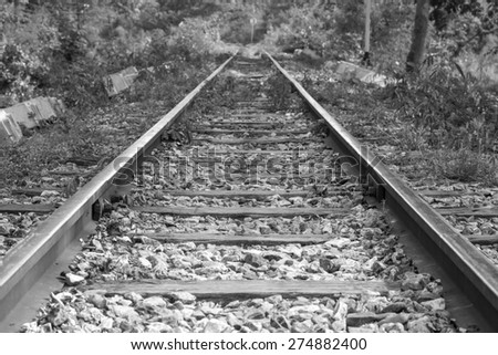 Black and white rail way or rip road for transportation background