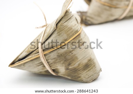 Delicious freshly cooked Chinese dessert, zongzi for dragon boat festival
