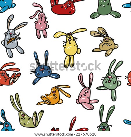 Funny fantasy bunnies seamless pattern