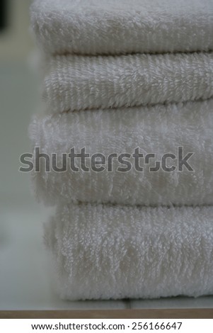 Close up of a stack of folded towels