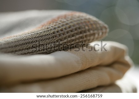 Close up of folded fabrics