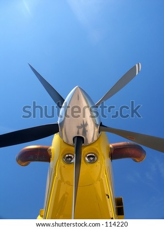 Aircraft nose, blue sky