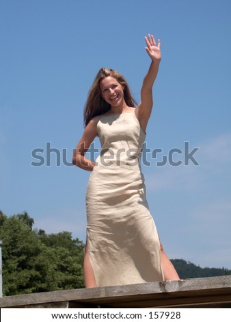 Girl waving good-bye!